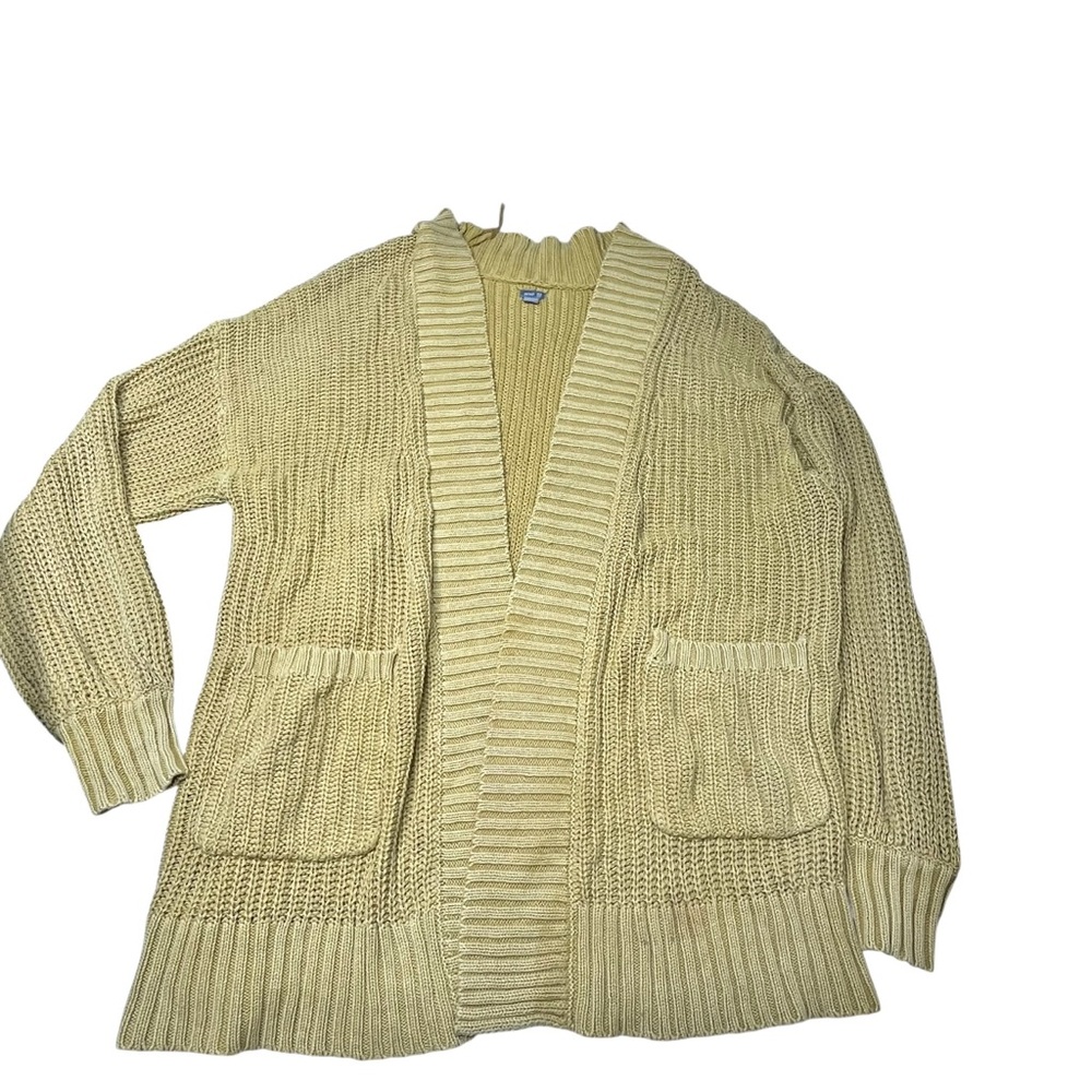Aerie | Oatmeal Tan Cardigan Open Chunky Knit Sweater Pockets XS/S
